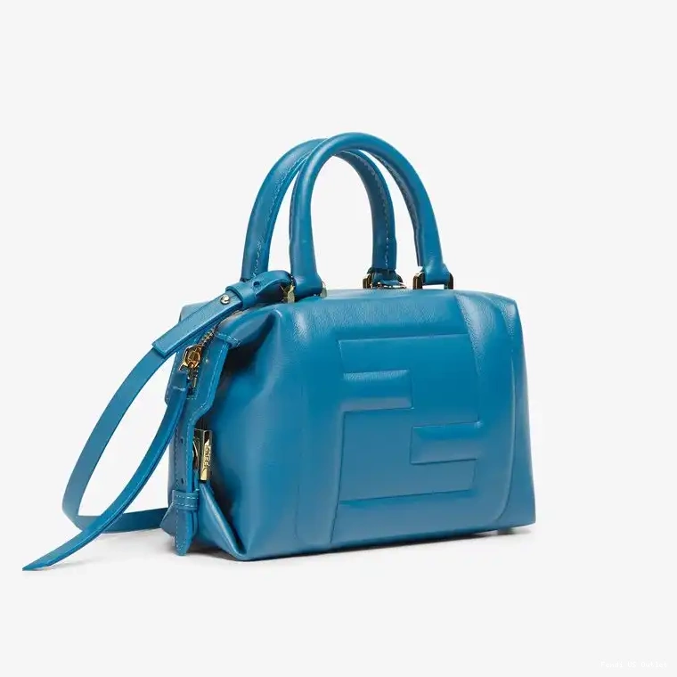 Cheap HOT In Bag Leather Mini FF Fendi Blue Nappa Cube 0605